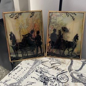 Vintage Victorian reverse painting silhouette